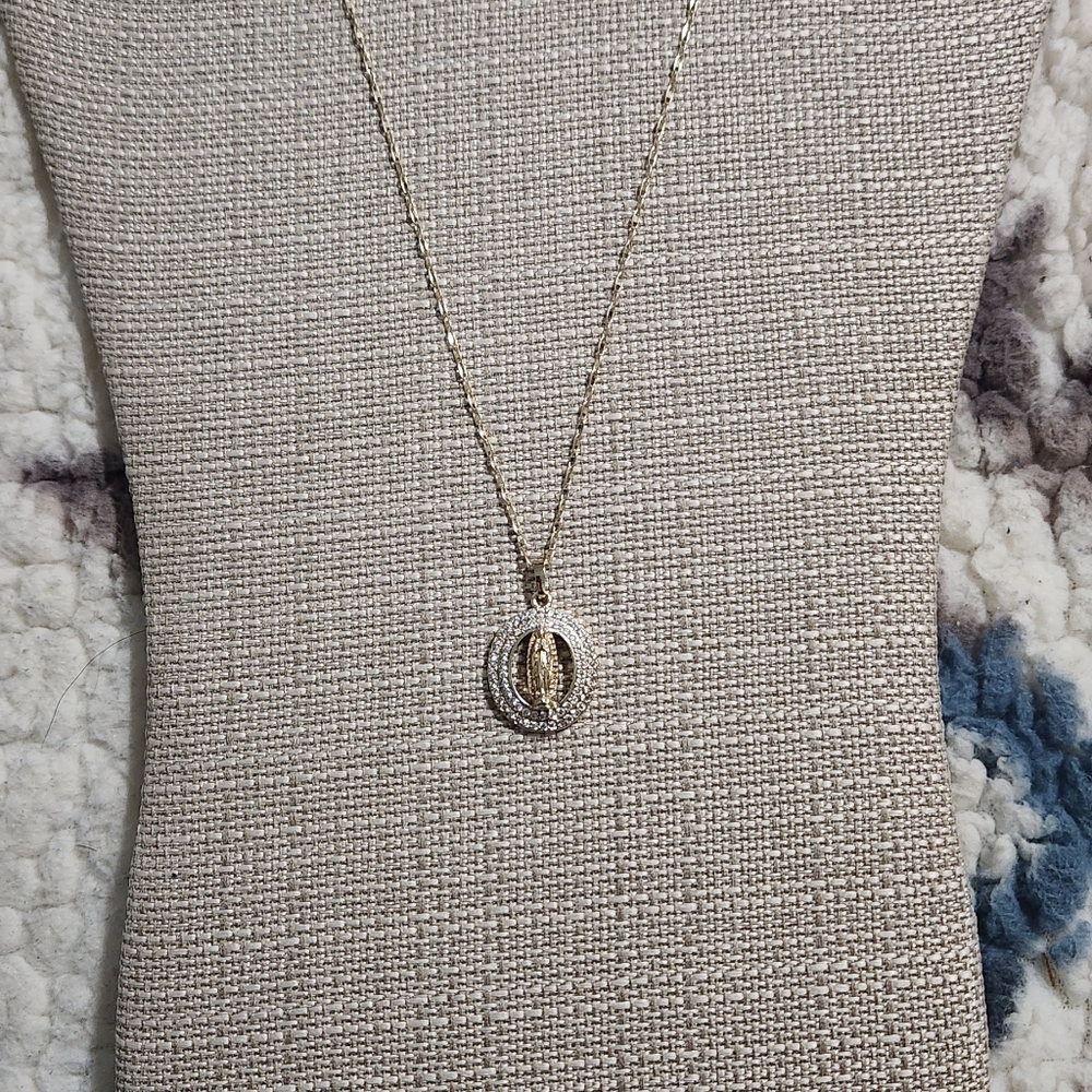 Virgen De Guadalupe Necklace / Laminated Gold/ Oro La… Gem